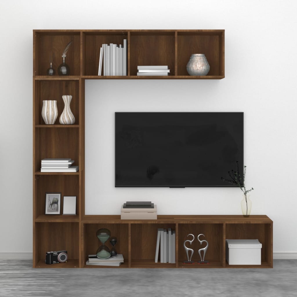 vidaXL Set dulap TV/cărți, 3 piese, stejar maro, 180x30x180 cm vidaXL Set dulap TV/cărți, 3 piese, stejar maro, 180x30x180 cm