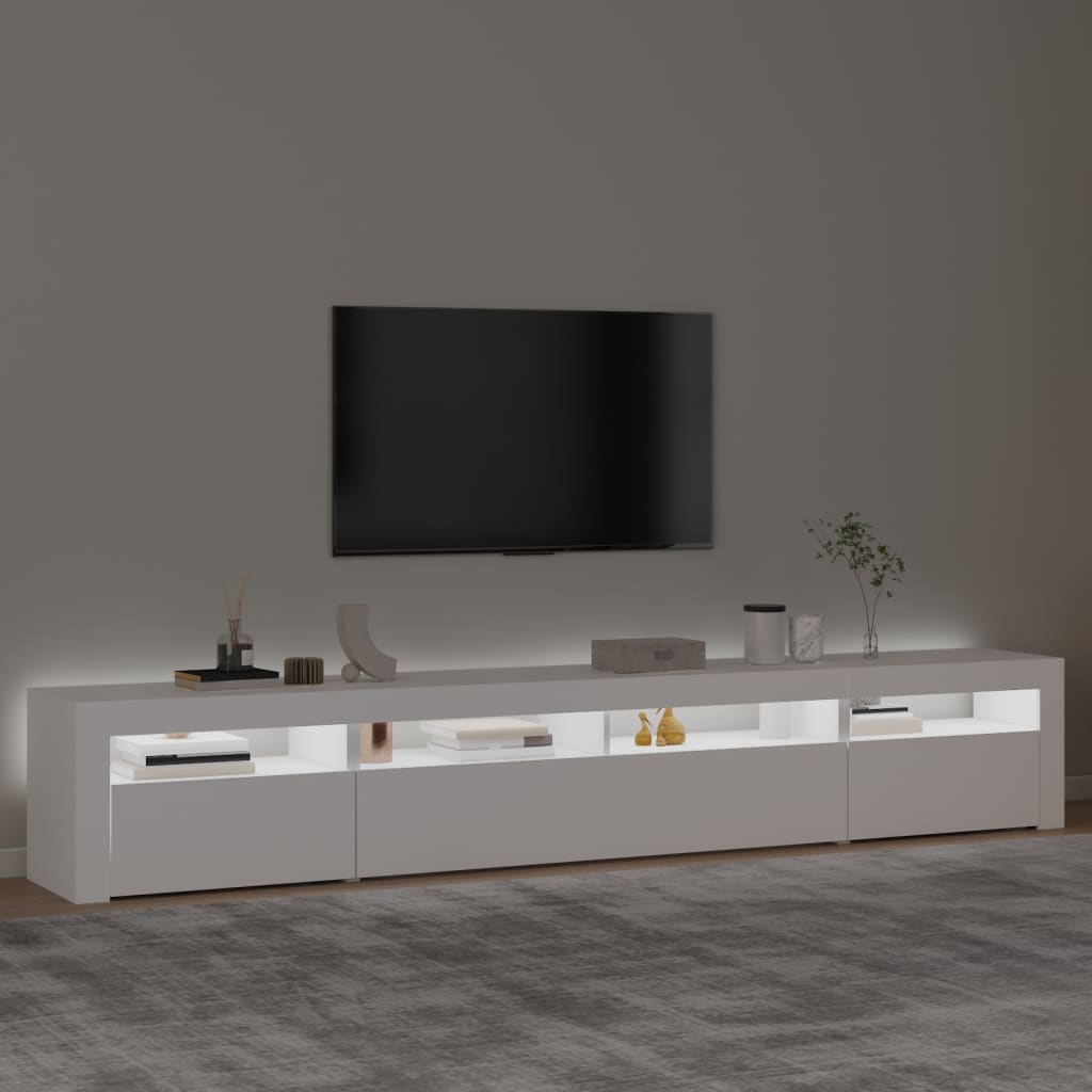 vidaXL Comodă TV cu lumini LED, alb, 240x35x40 cm vidaXL Comodă TV cu lumini LED, alb, 240x35x40 cm