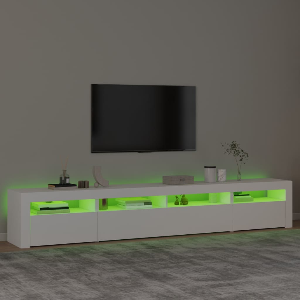 vidaXL Comodă TV cu lumini LED, alb, 240x35x40 cm vidaXL Comodă TV cu lumini LED, alb, 240x35x40 cm