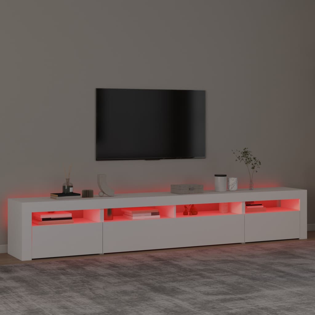vidaXL Comodă TV cu lumini LED, alb, 240x35x40 cm vidaXL Comodă TV cu lumini LED, alb, 240x35x40 cm