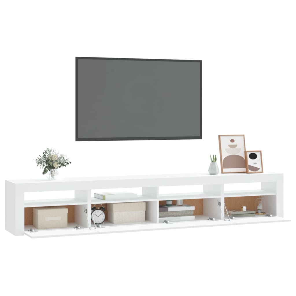 vidaXL Comodă TV cu lumini LED, alb, 240x35x40 cm vidaXL Comodă TV cu lumini LED, alb, 240x35x40 cm