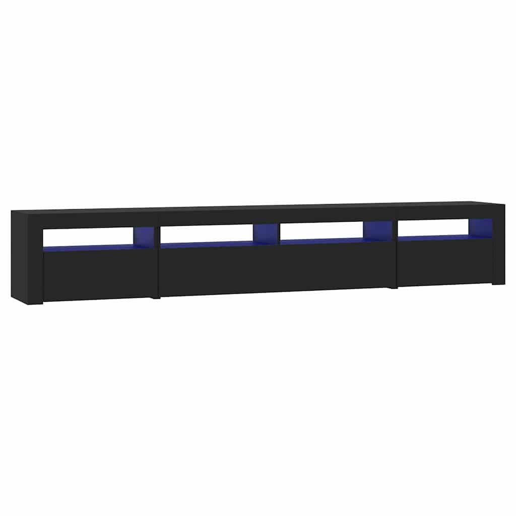 vidaXL Comodă TV cu lumini LED, negru, 240x35x40cm