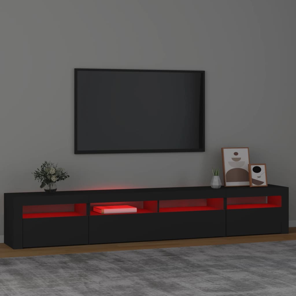 vidaXL Comodă TV cu lumini LED, negru, 240x35x40cm