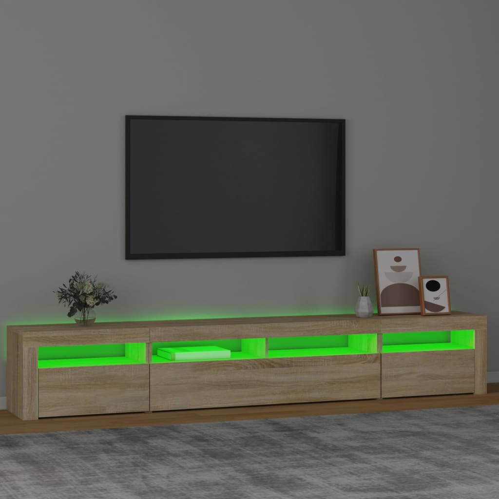 vidaXL Comodă TV cu lumini LED, stejar sonoma, 240x35x40cm