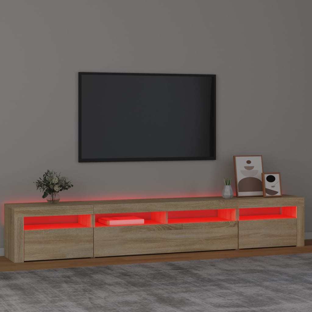 vidaXL Comodă TV cu lumini LED, stejar sonoma, 240x35x40cm