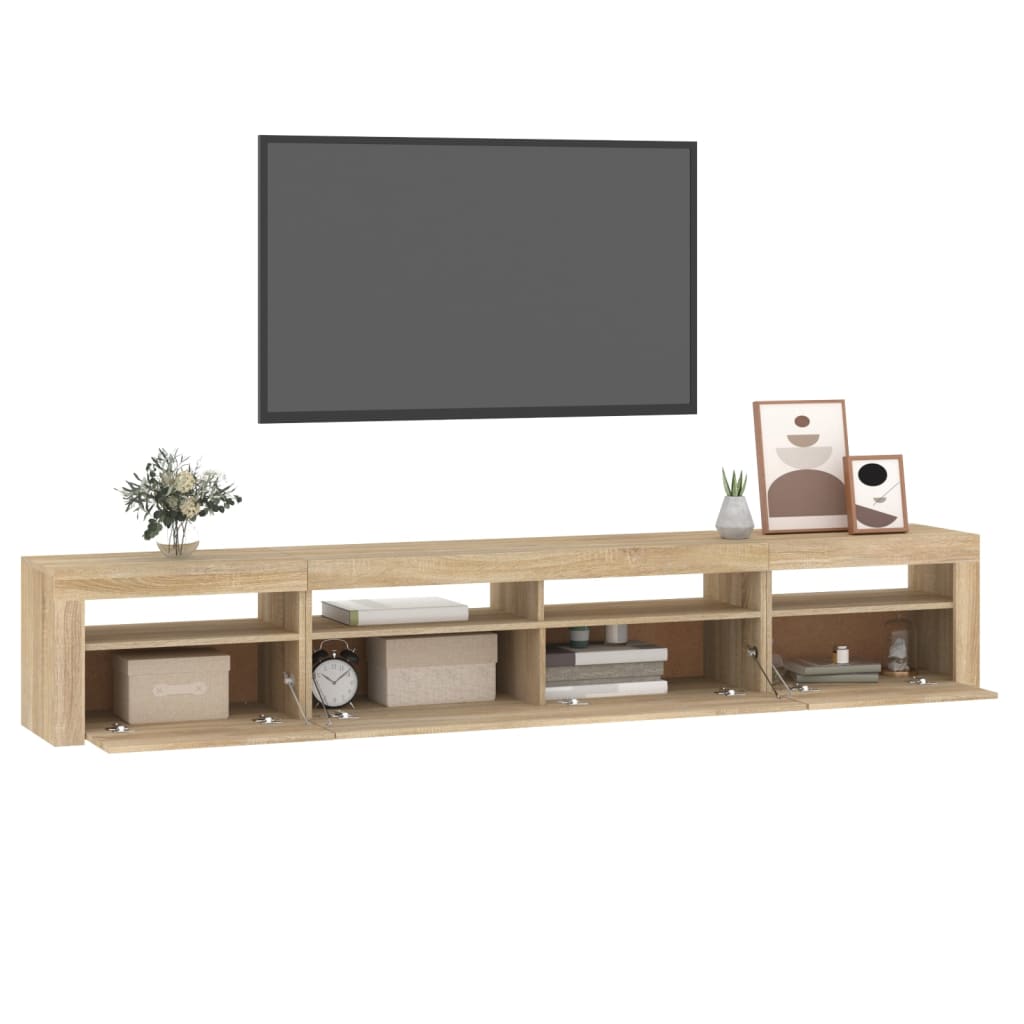 vidaXL Comodă TV cu lumini LED, stejar sonoma, 240x35x40cm