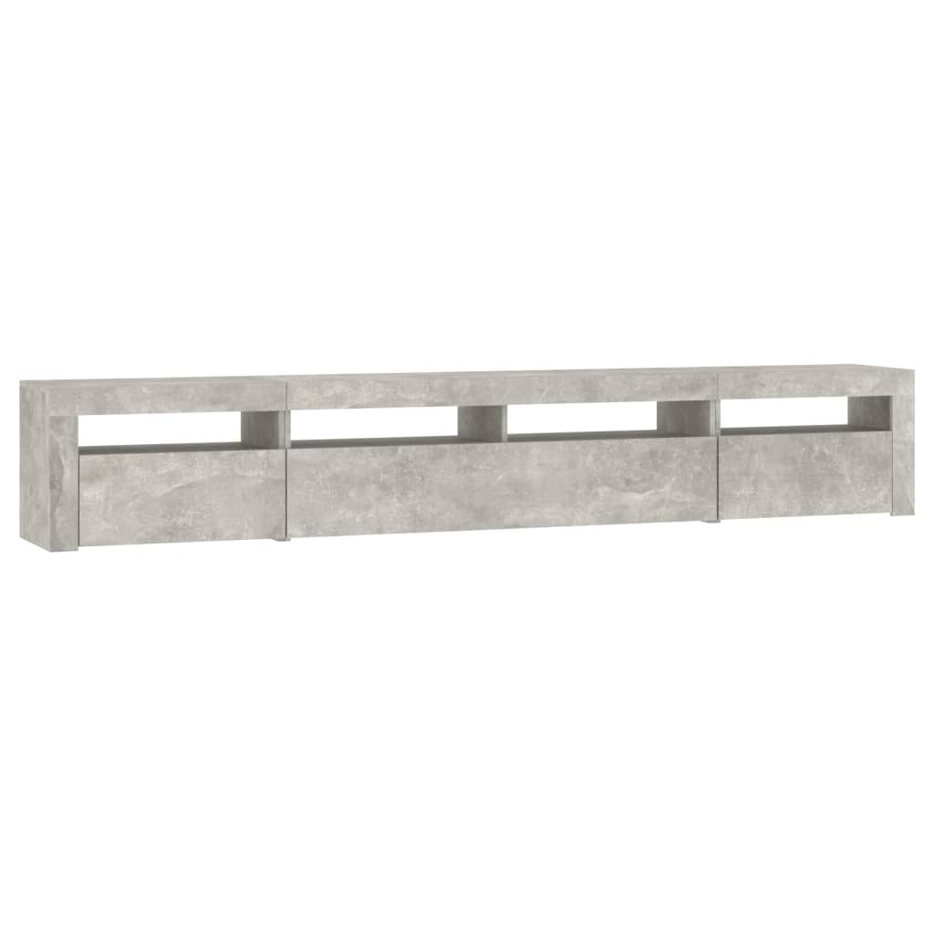 vidaXL Comodă TV cu lumini LED, gri beton, 240x35x40 cm vidaXL Comodă TV cu lumini LED, gri beton, 240x35x40 cm