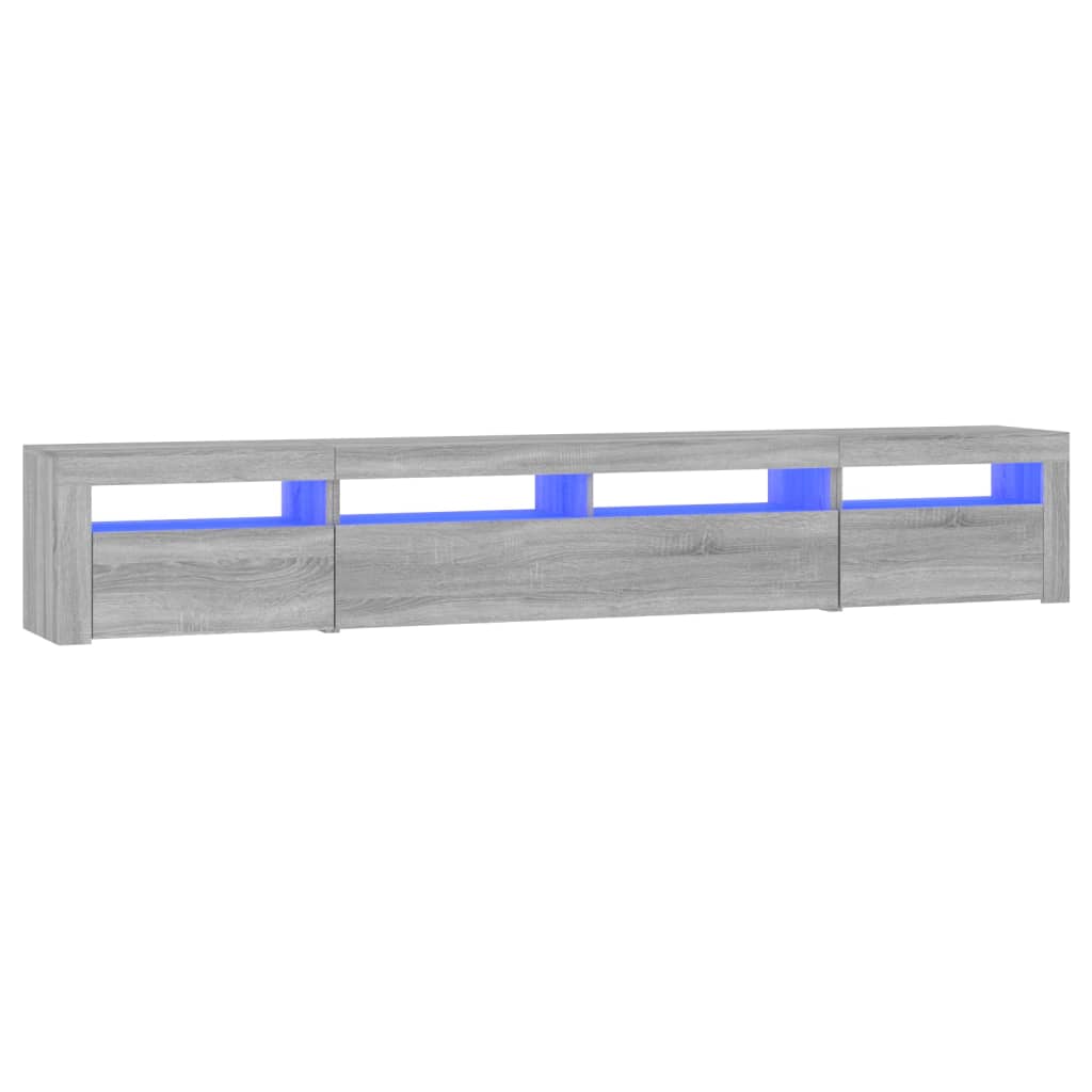 vidaXL Comodă TV cu lumini LED, gri sonoma, 240x35x40cm vidaXL Comodă TV cu lumini LED, gri sonoma, 240x35x40cm