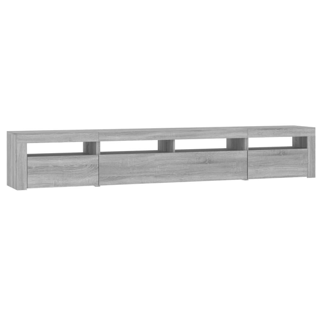vidaXL Comodă TV cu lumini LED, gri sonoma, 240x35x40cm vidaXL Comodă TV cu lumini LED, gri sonoma, 240x35x40cm