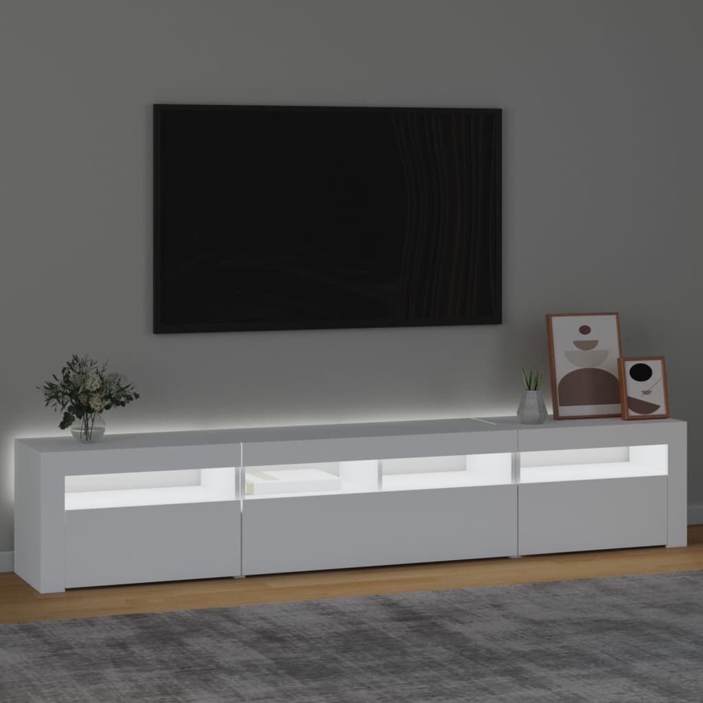 vidaXL Dulap TV cu lumini LED, alb, 210x35x40 cm vidaXL Dulap TV cu lumini LED, alb, 210x35x40 cm