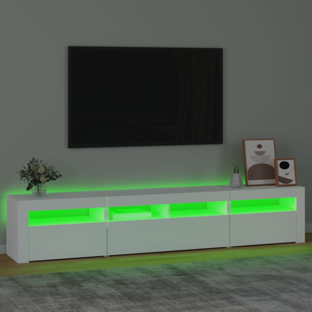vidaXL Dulap TV cu lumini LED, alb, 210x35x40 cm vidaXL Dulap TV cu lumini LED, alb, 210x35x40 cm
