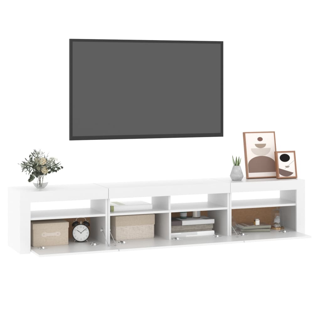 vidaXL Dulap TV cu lumini LED, alb, 210x35x40 cm vidaXL Dulap TV cu lumini LED, alb, 210x35x40 cm