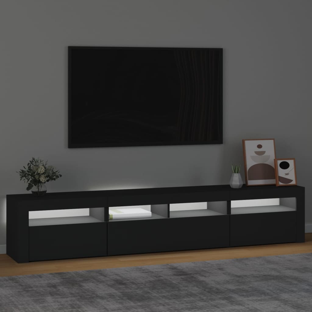 vidaXL Dulap TV cu lumini LED, negru, 210x35x40 cm vidaXL Dulap TV cu lumini LED, negru, 210x35x40 cm