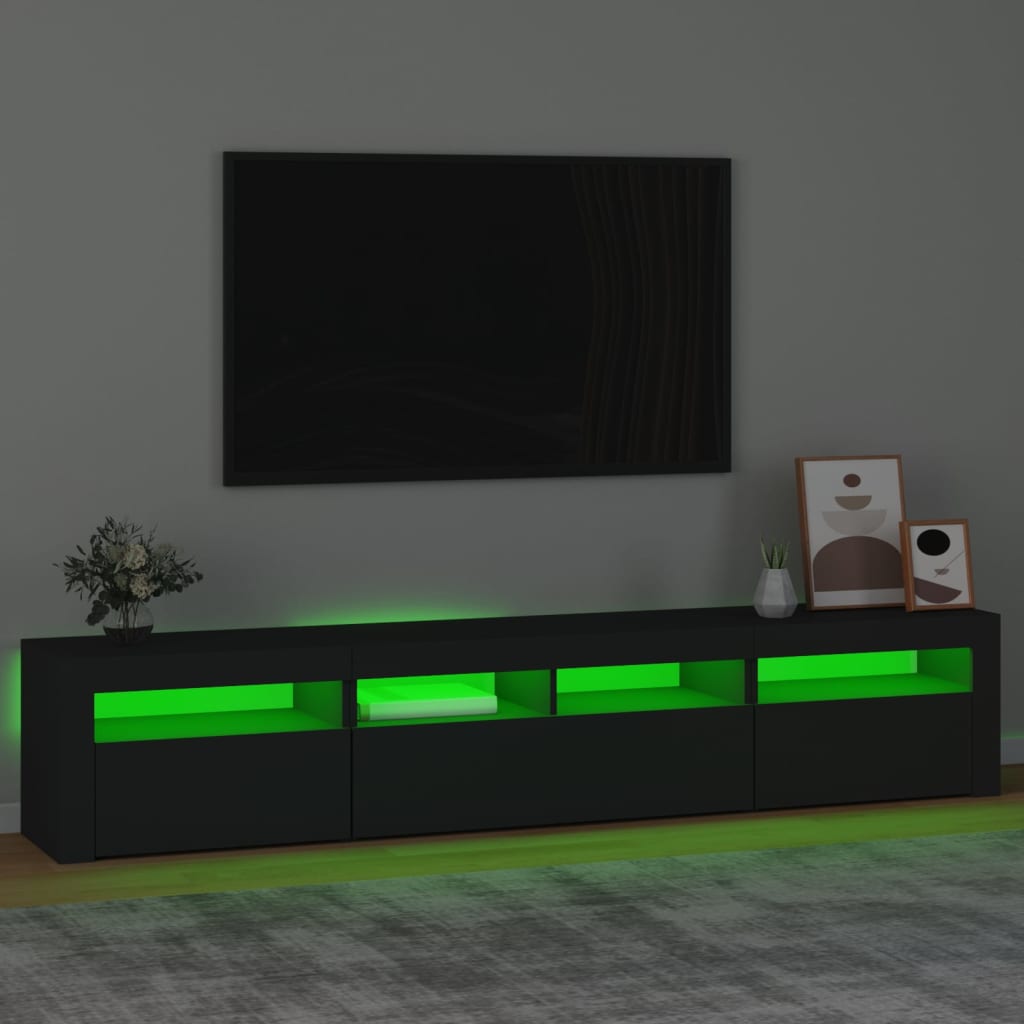 vidaXL Dulap TV cu lumini LED, negru, 210x35x40 cm vidaXL Dulap TV cu lumini LED, negru, 210x35x40 cm