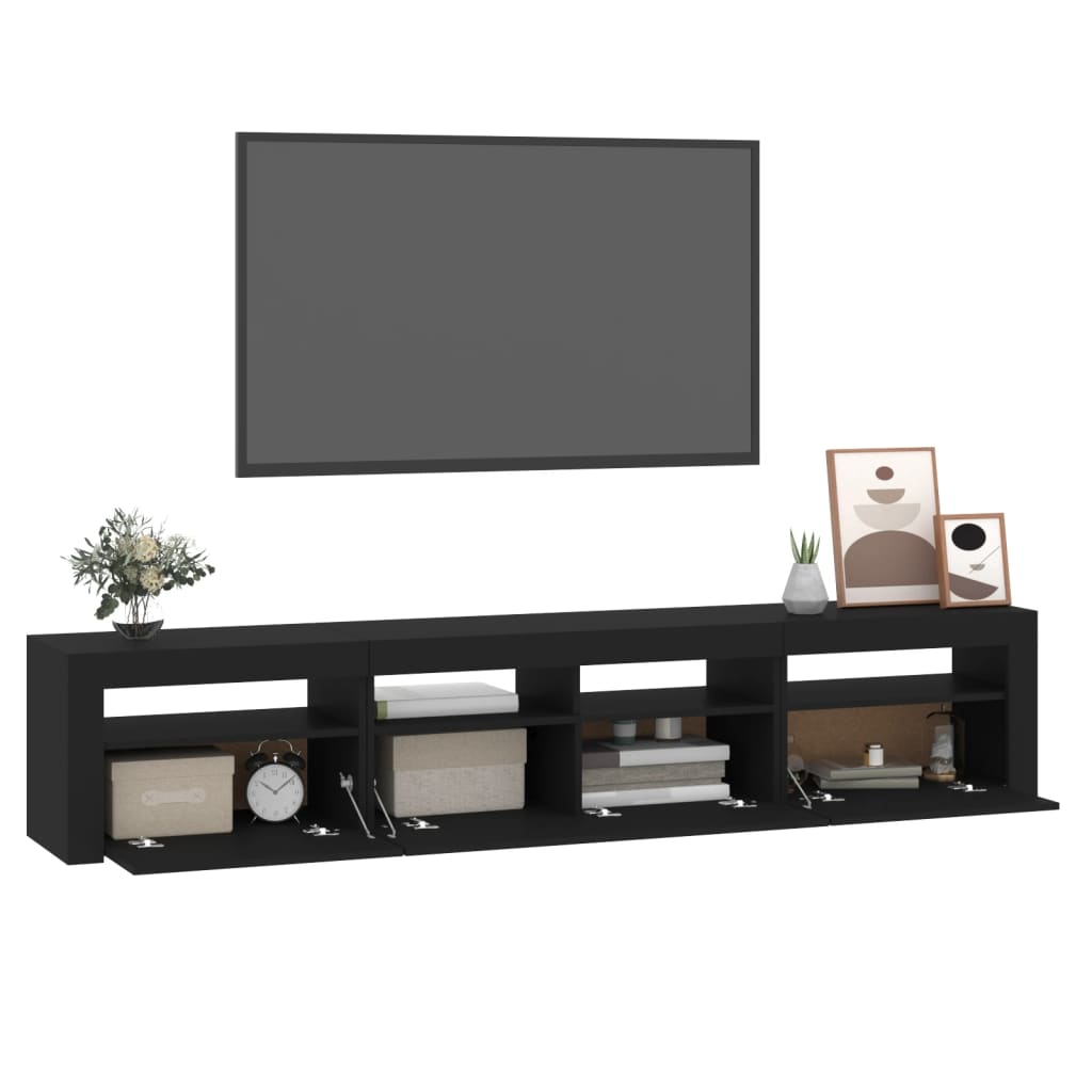 vidaXL Dulap TV cu lumini LED, negru, 210x35x40 cm vidaXL Dulap TV cu lumini LED, negru, 210x35x40 cm