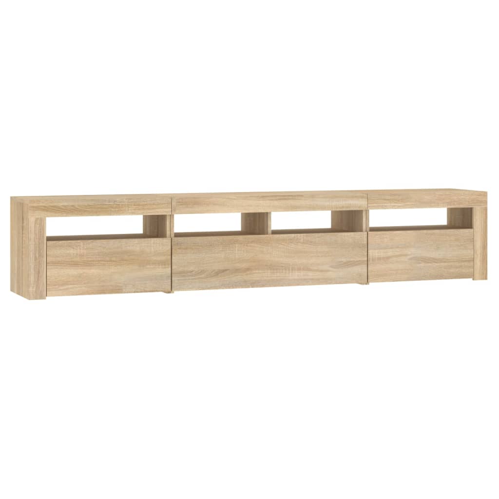 vidaXL Comodă TV cu lumini LED, stejar sonoma, 210x35x40 cm