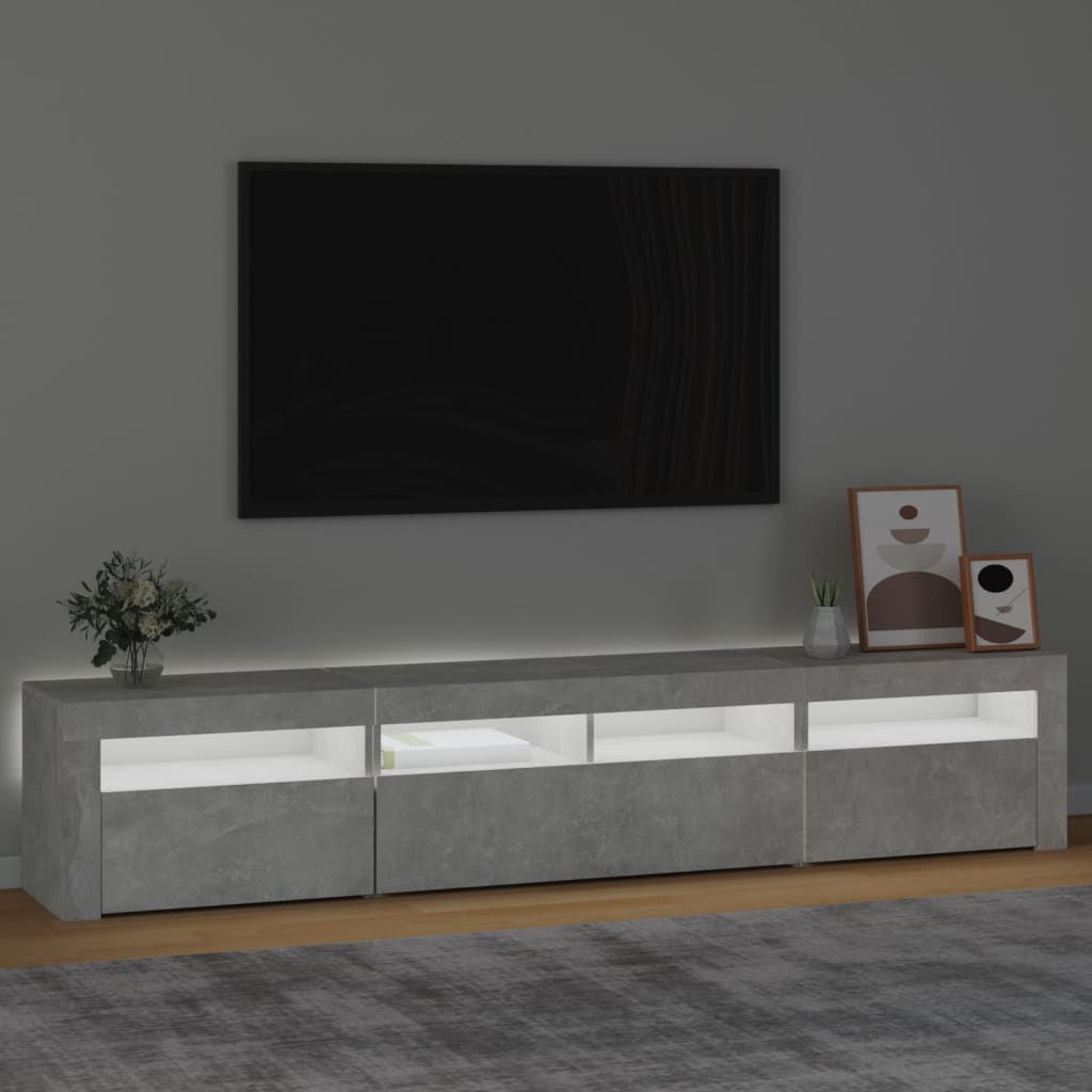 vidaXL Comodă TV cu lumini LED, gri beton, 210x35x40 cm vidaXL Comodă TV cu lumini LED, gri beton, 210x35x40 cm