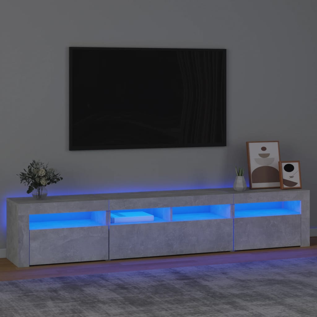 vidaXL Comodă TV cu lumini LED, gri beton, 210x35x40 cm vidaXL Comodă TV cu lumini LED, gri beton, 210x35x40 cm
