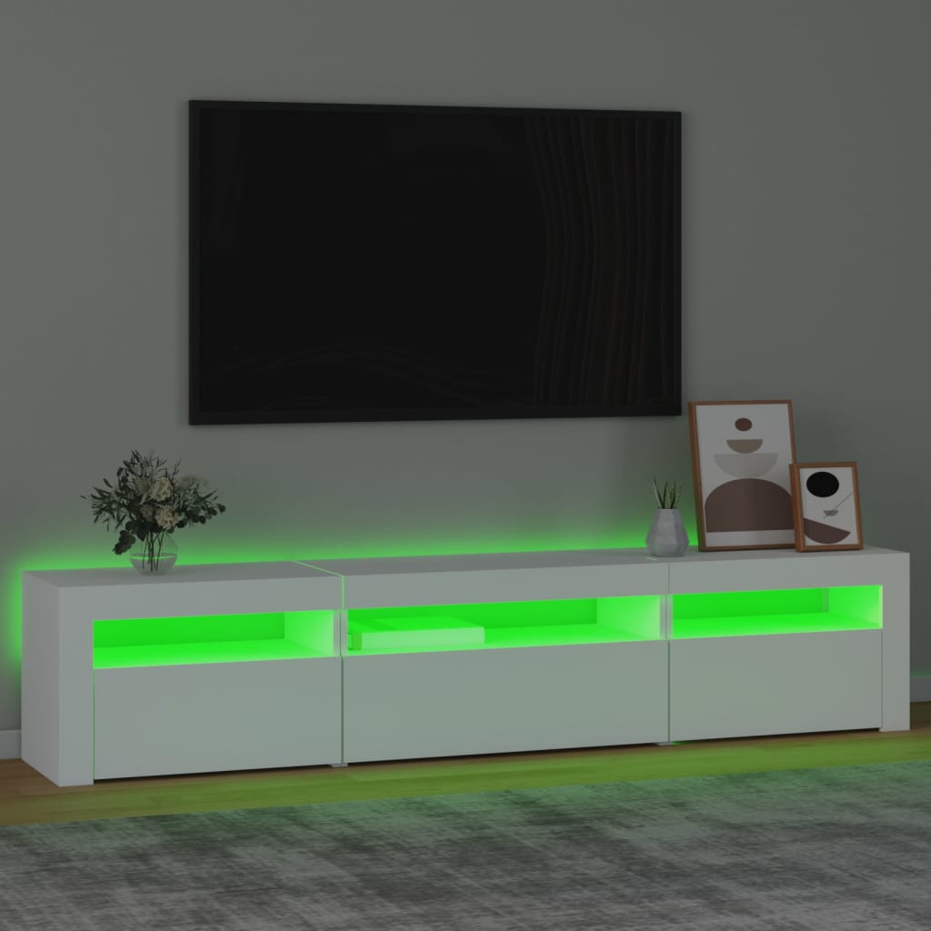 vidaXL Comodă TV cu lumini LED, alb, 195x35x40 cm vidaXL Comodă TV cu lumini LED, alb, 195x35x40 cm