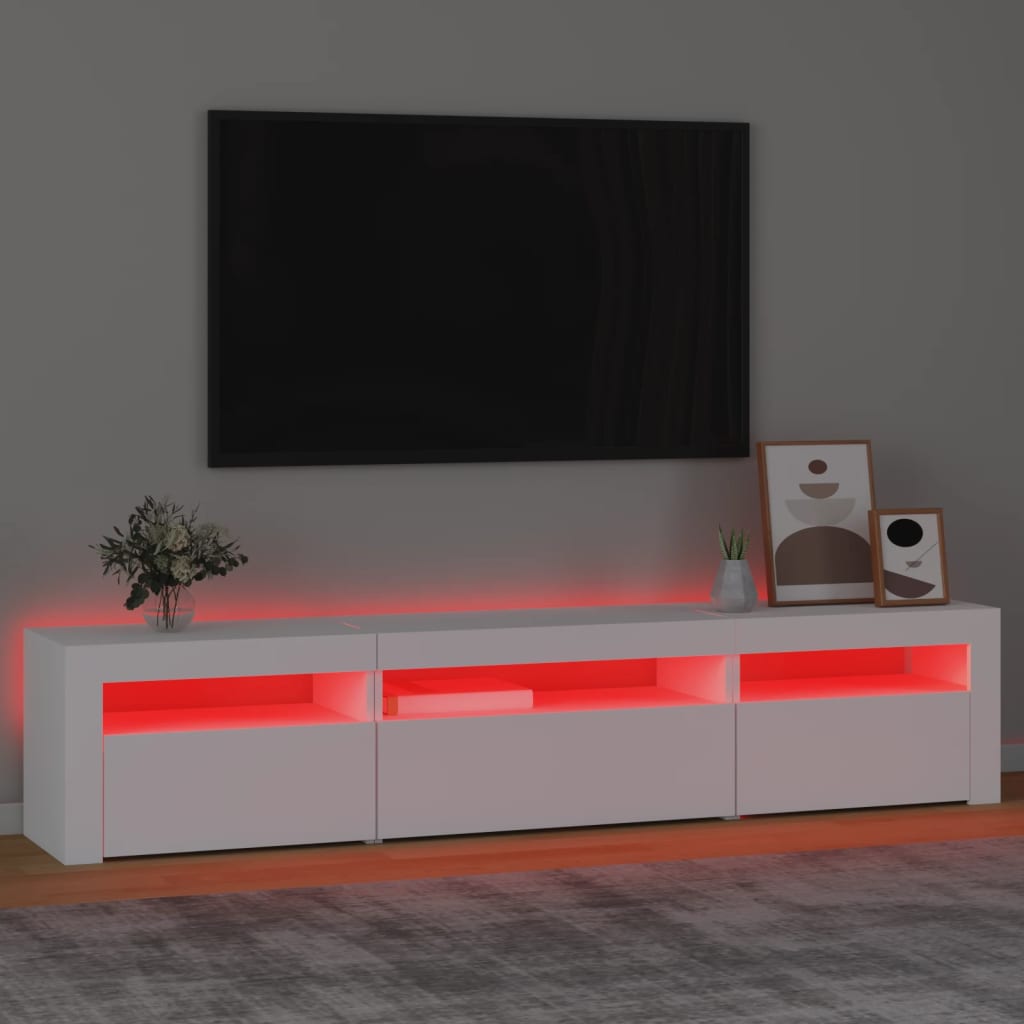 vidaXL Comodă TV cu lumini LED, alb, 195x35x40 cm vidaXL Comodă TV cu lumini LED, alb, 195x35x40 cm