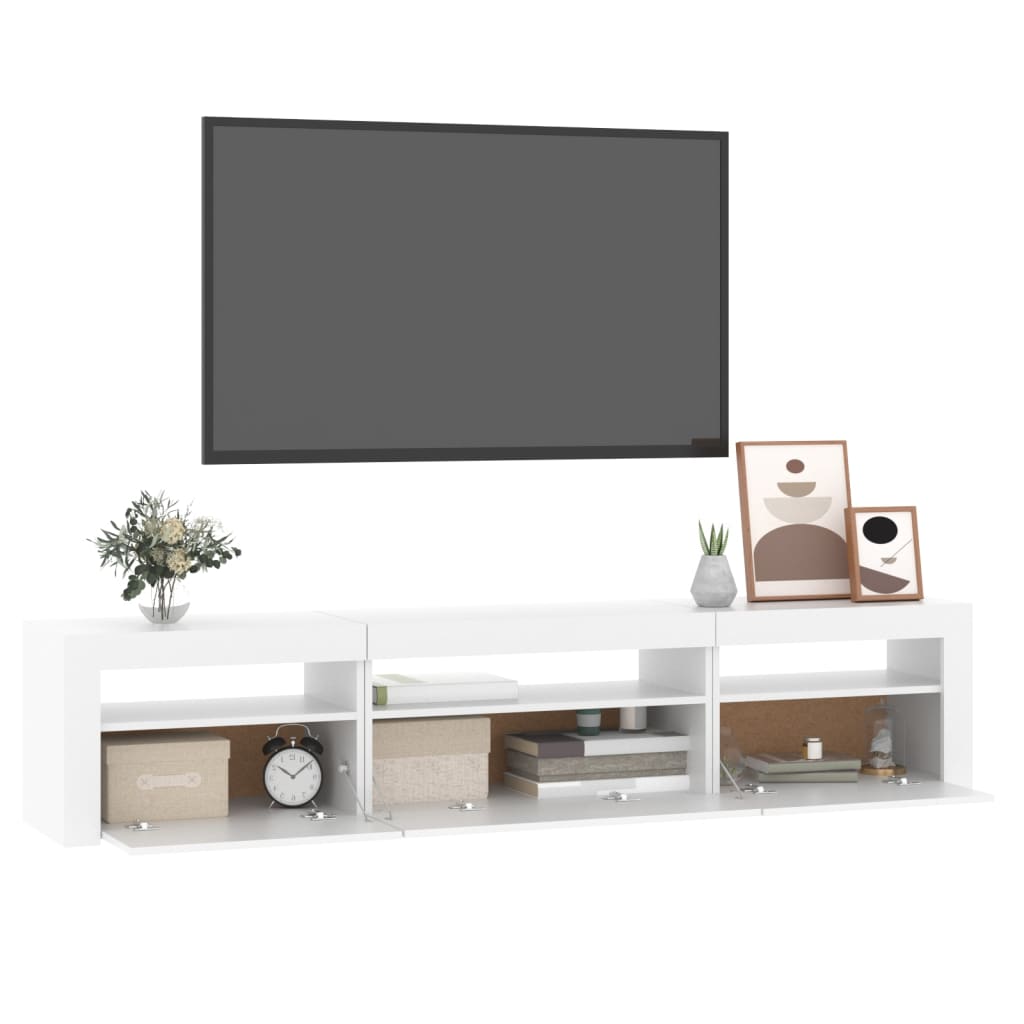 vidaXL Comodă TV cu lumini LED, alb, 195x35x40 cm vidaXL Comodă TV cu lumini LED, alb, 195x35x40 cm