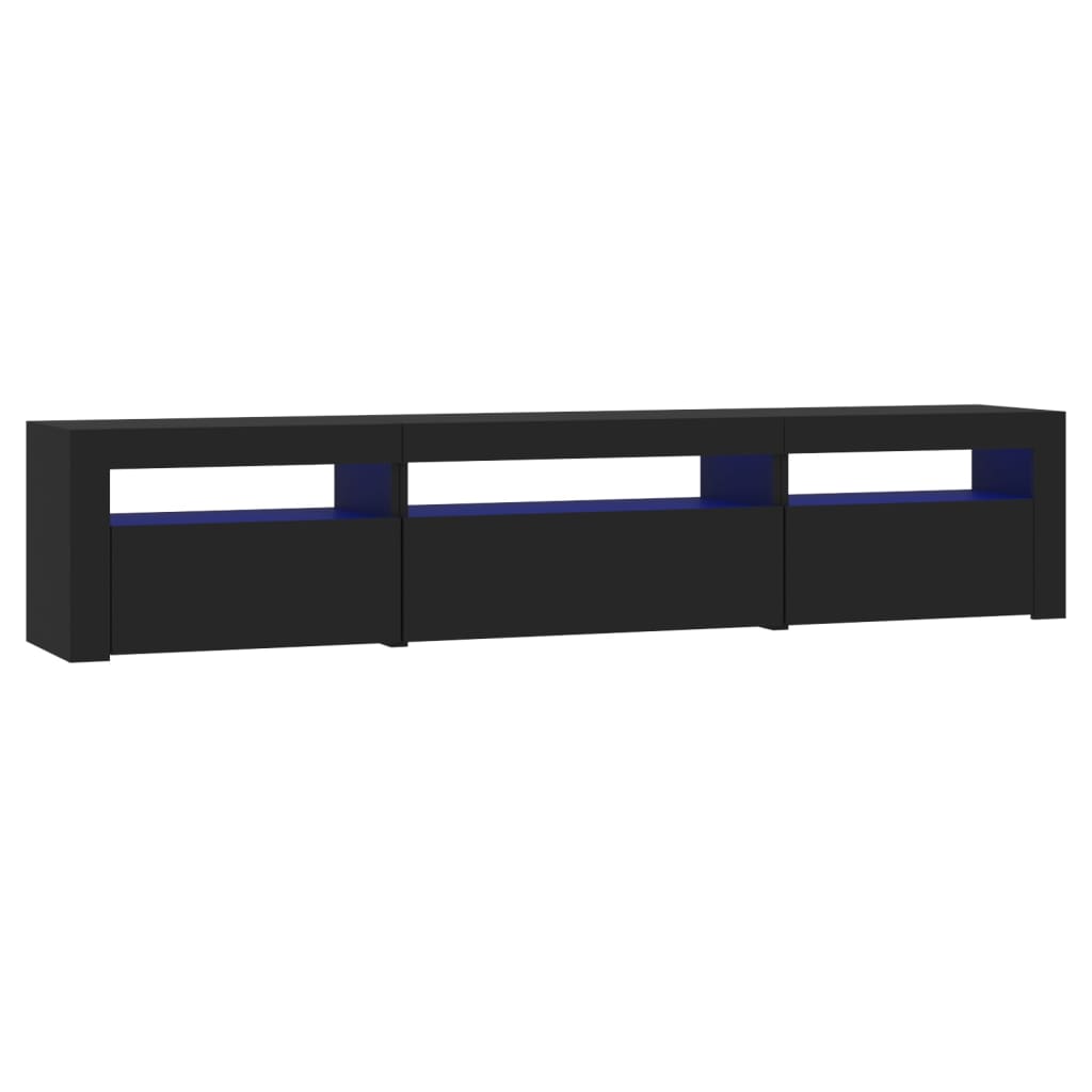 vidaXL Comodă TV cu lumini LED, negru, 195x35x40 cm