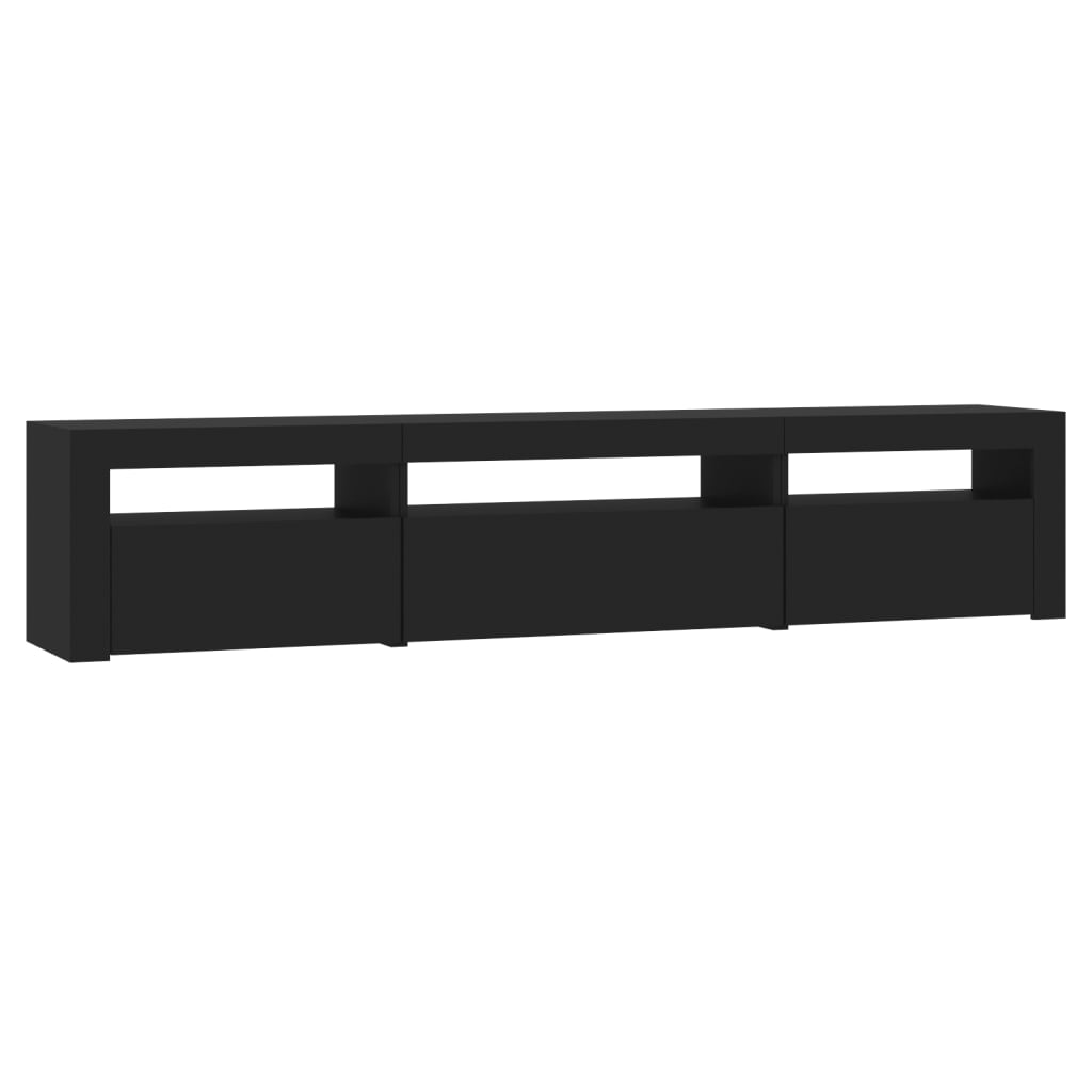 vidaXL Comodă TV cu lumini LED, negru, 195x35x40 cm