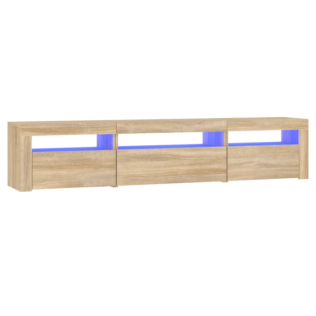 vidaXL Comodă TV cu lumini LED, stejar sonoma, 195x35x40 cm