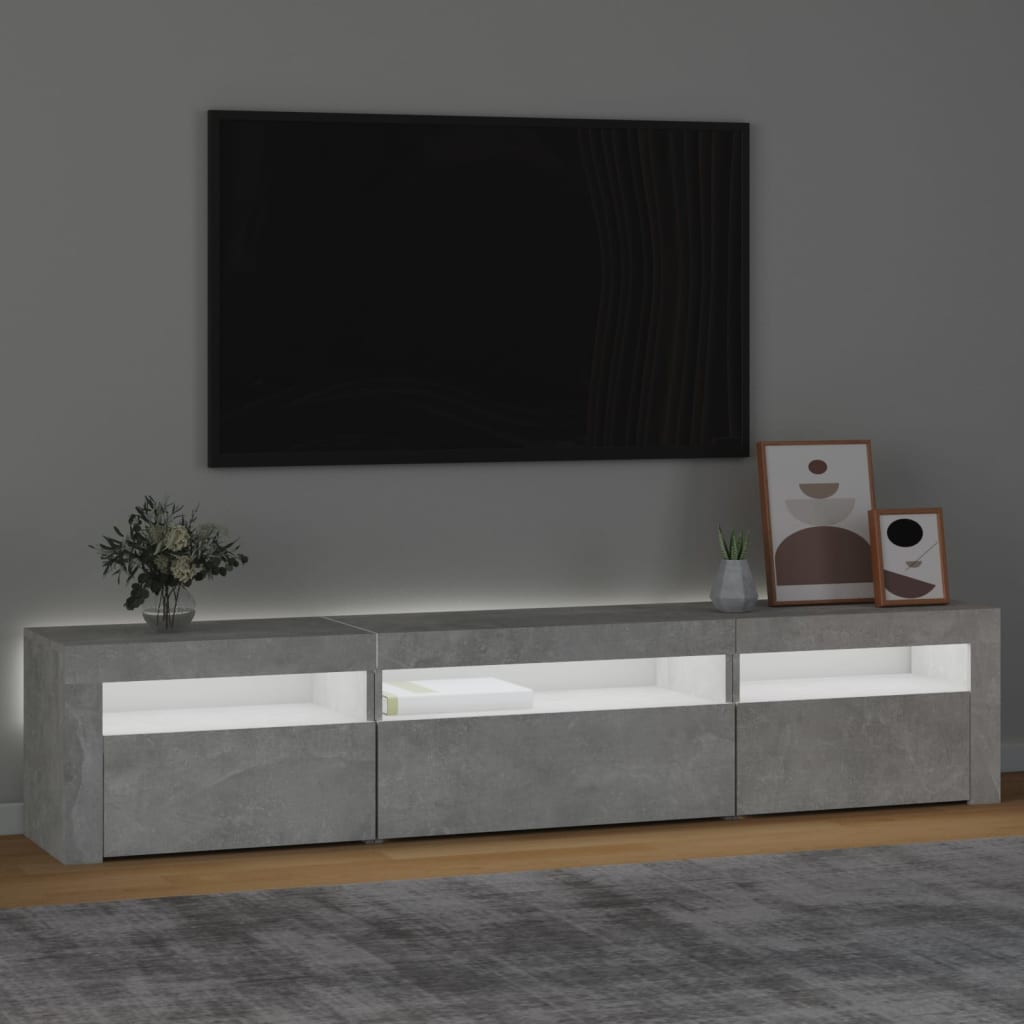 vidaXL Comodă TV cu lumini LED, gri beton, 195x35x40 cm vidaXL Comodă TV cu lumini LED, gri beton, 195x35x40 cm