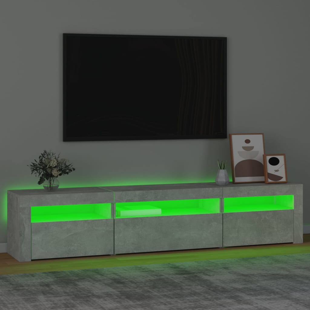 vidaXL Comodă TV cu lumini LED, gri beton, 195x35x40 cm vidaXL Comodă TV cu lumini LED, gri beton, 195x35x40 cm
