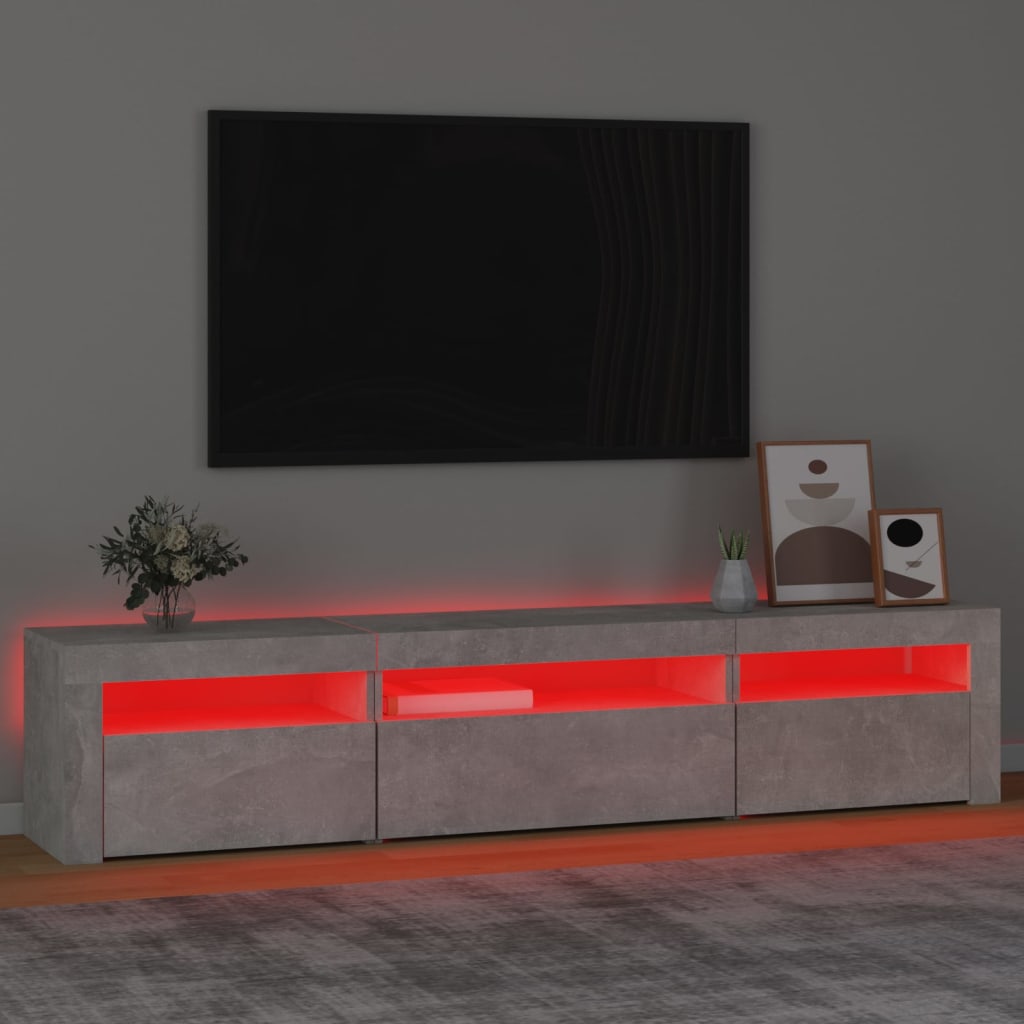 vidaXL Comodă TV cu lumini LED, gri beton, 195x35x40 cm vidaXL Comodă TV cu lumini LED, gri beton, 195x35x40 cm