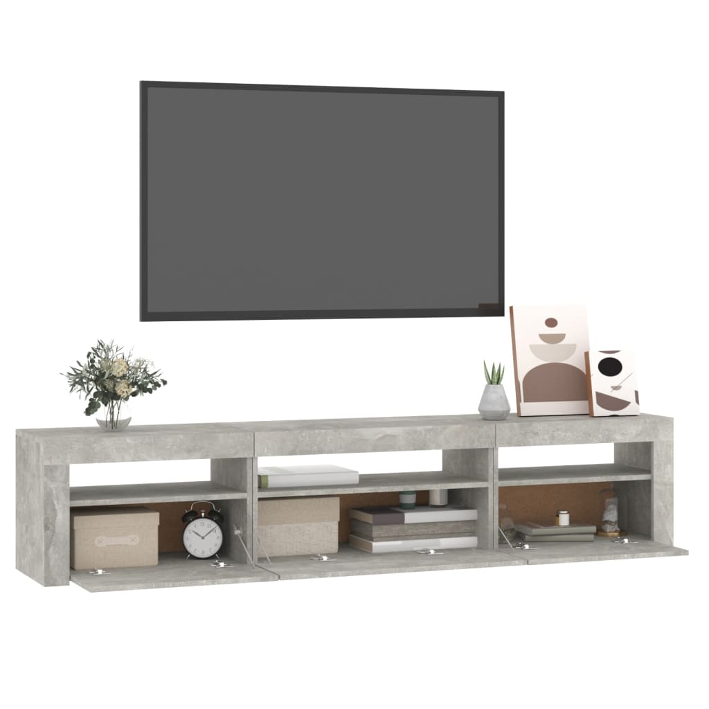 vidaXL Comodă TV cu lumini LED, gri beton, 195x35x40 cm vidaXL Comodă TV cu lumini LED, gri beton, 195x35x40 cm
