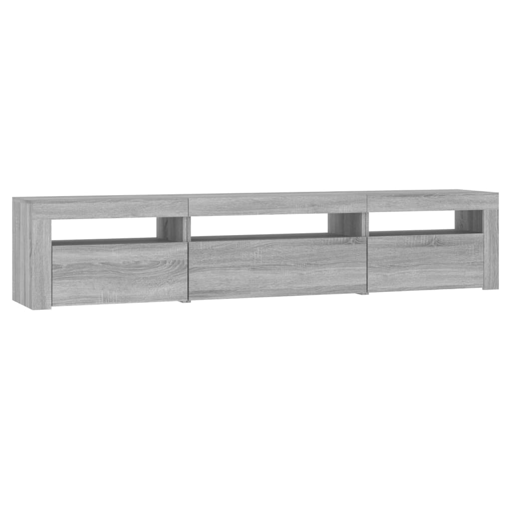 vidaXL Comodă TV cu lumini LED, gri sonoma, 195x35x40 cm vidaXL Comodă TV cu lumini LED, gri sonoma, 195x35x40 cm