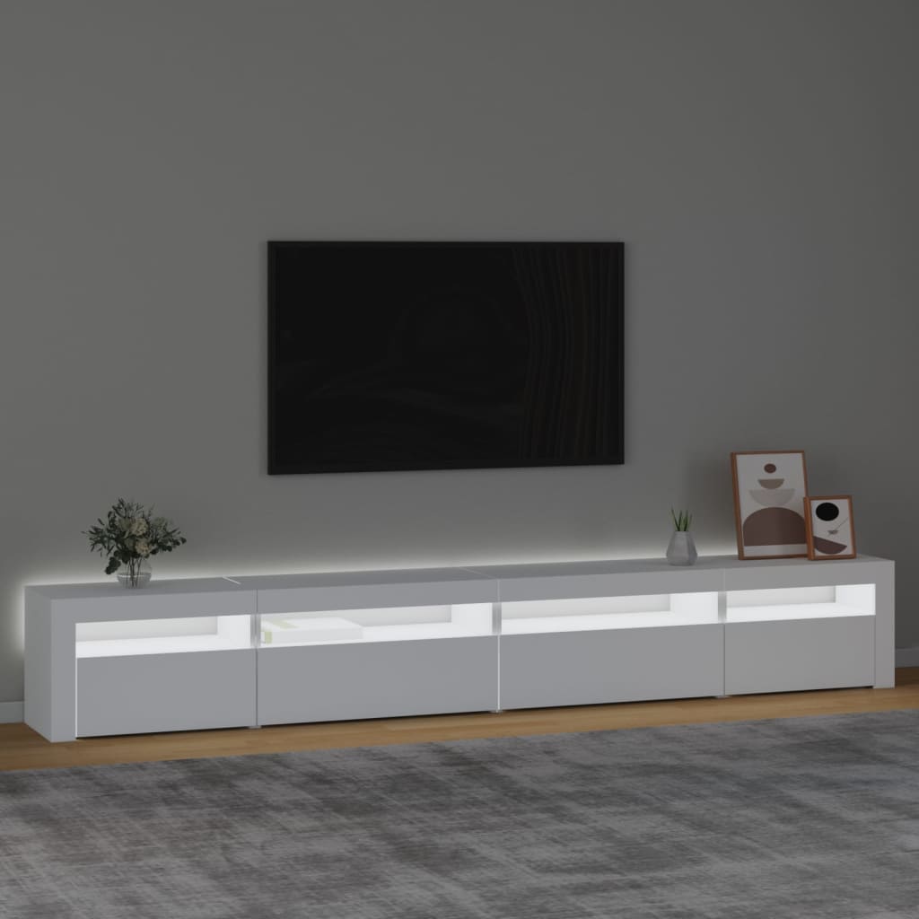 vidaXL Comodă TV cu lumini LED, alb, 270x35x40 cm vidaXL Comodă TV cu lumini LED, alb, 270x35x40 cm