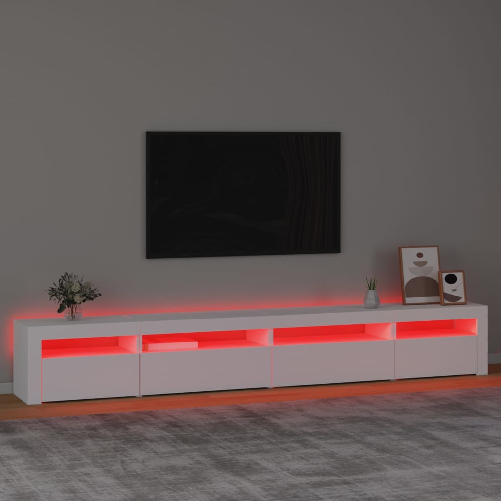 vidaXL Comodă TV cu lumini LED, alb, 270x35x40 cm vidaXL Comodă TV cu lumini LED, alb, 270x35x40 cm