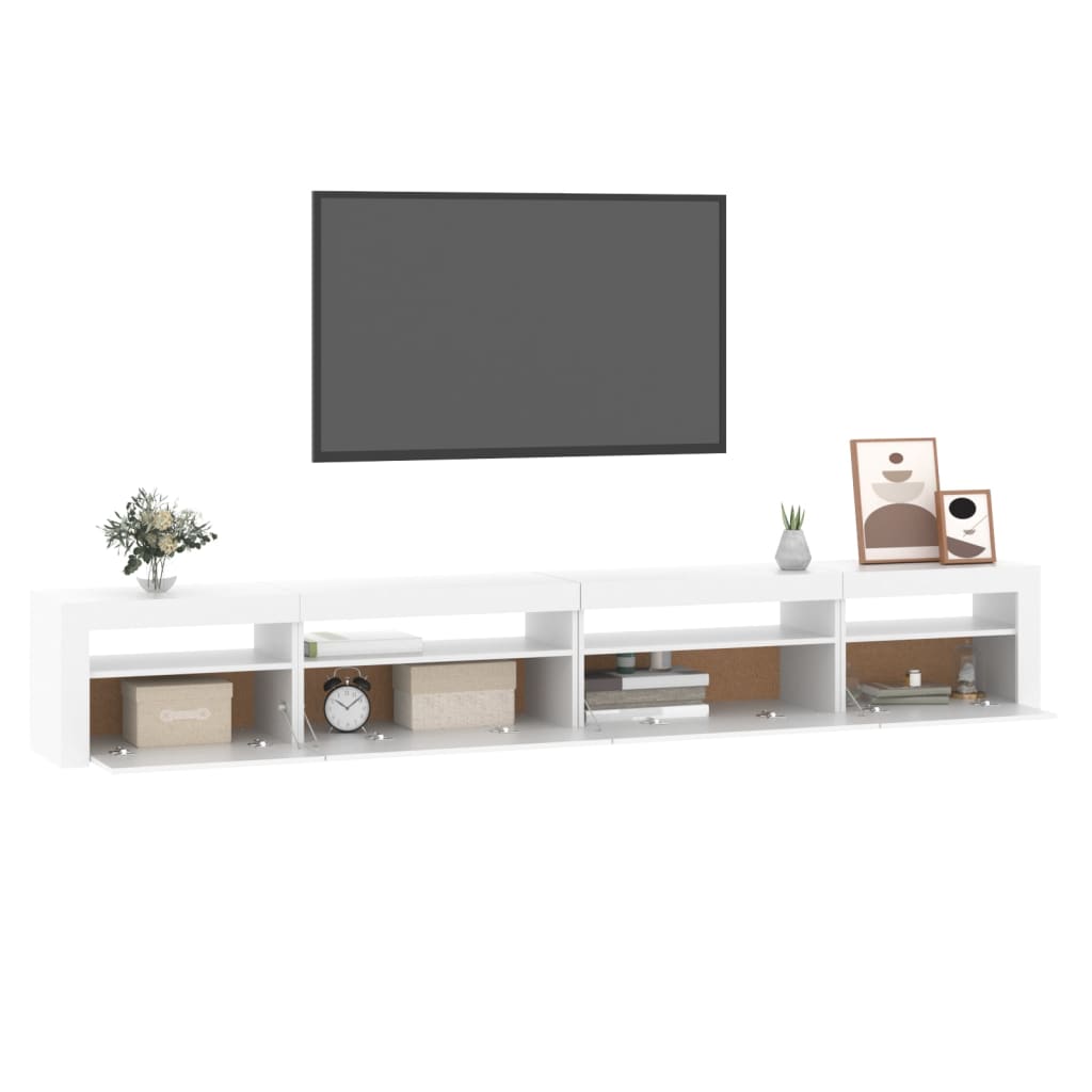 vidaXL Comodă TV cu lumini LED, alb, 270x35x40 cm vidaXL Comodă TV cu lumini LED, alb, 270x35x40 cm