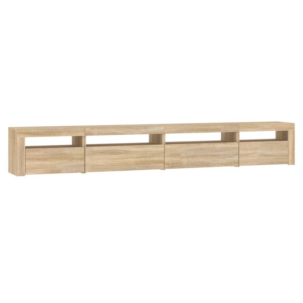 vidaXL Comodă TV cu lumini LED, stejar sonoma, 270x35x40 cm