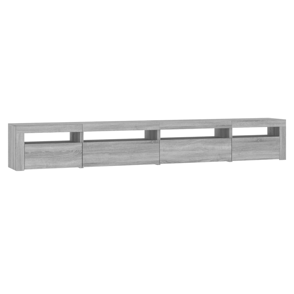 vidaXL Comodă TV cu lumini LED, gri sonoma, 270x35x40 cm