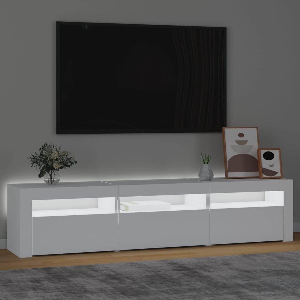vidaXL Comodă TV cu lumini LED, alb, 180x35x40 cm
