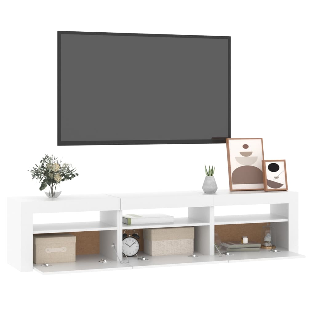 vidaXL Comodă TV cu lumini LED, alb, 180x35x40 cm