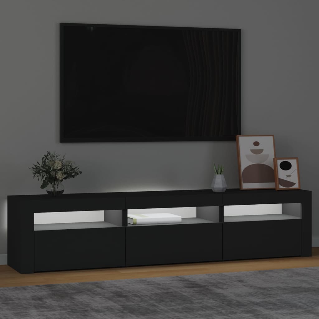 vidaXL Comodă TV cu lumini LED, negru, 180x35x40 cm vidaXL Comodă TV cu lumini LED, negru, 180x35x40 cm