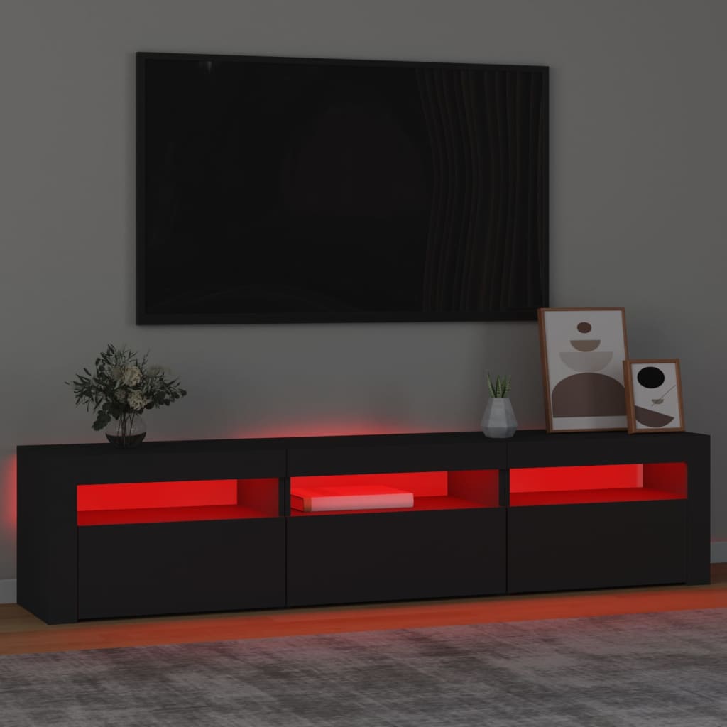 vidaXL Comodă TV cu lumini LED, negru, 180x35x40 cm vidaXL Comodă TV cu lumini LED, negru, 180x35x40 cm