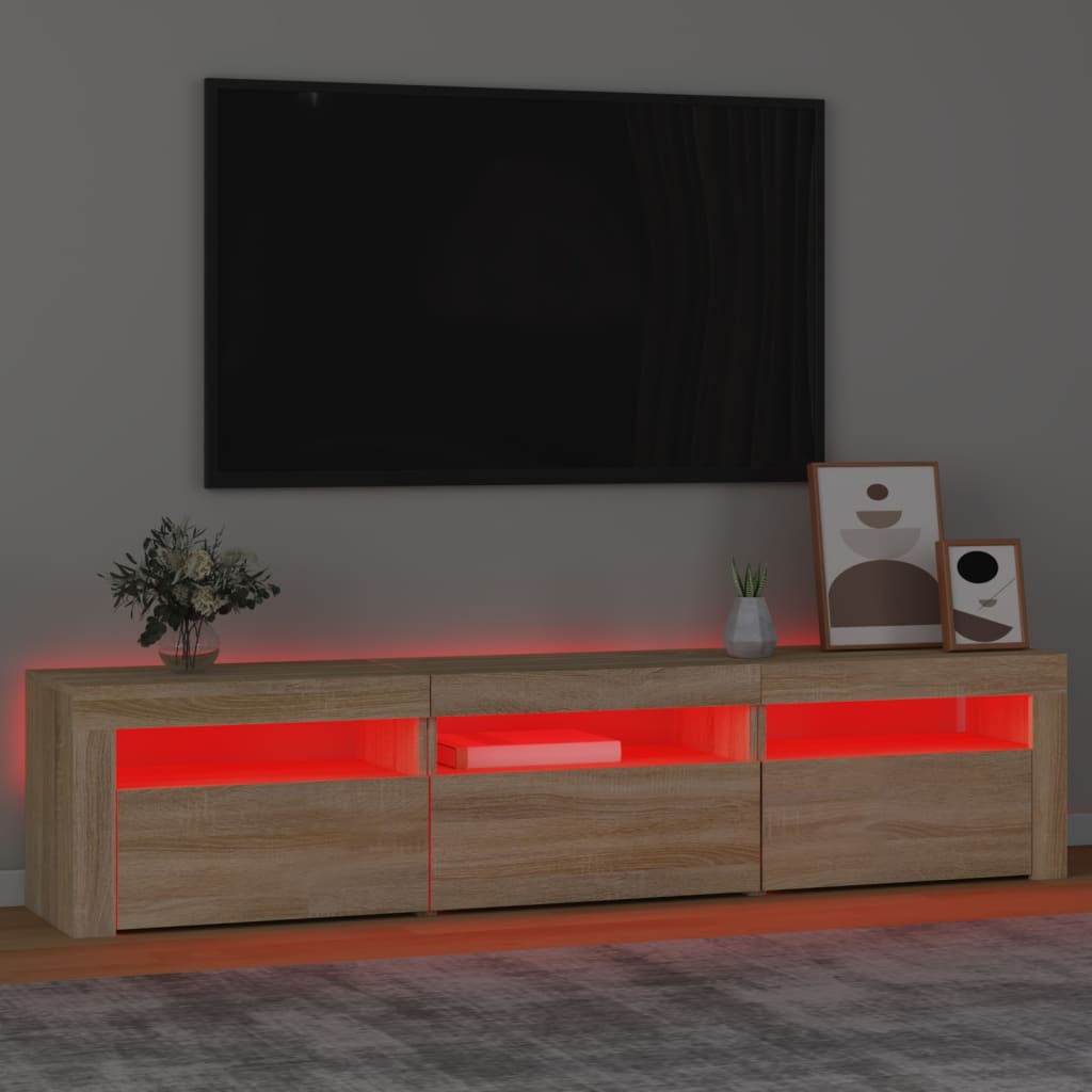 vidaXL Comodă TV cu lumini LED, stejar sonoma, 180x35x40 cm vidaXL Comodă TV cu lumini LED, stejar sonoma, 180x35x40 cm