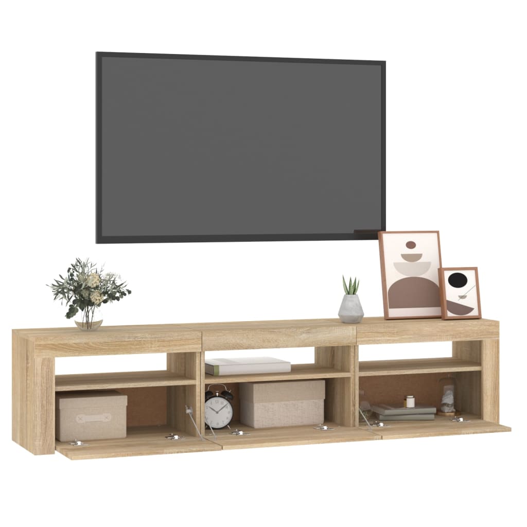 vidaXL Comodă TV cu lumini LED, stejar sonoma, 180x35x40 cm vidaXL Comodă TV cu lumini LED, stejar sonoma, 180x35x40 cm