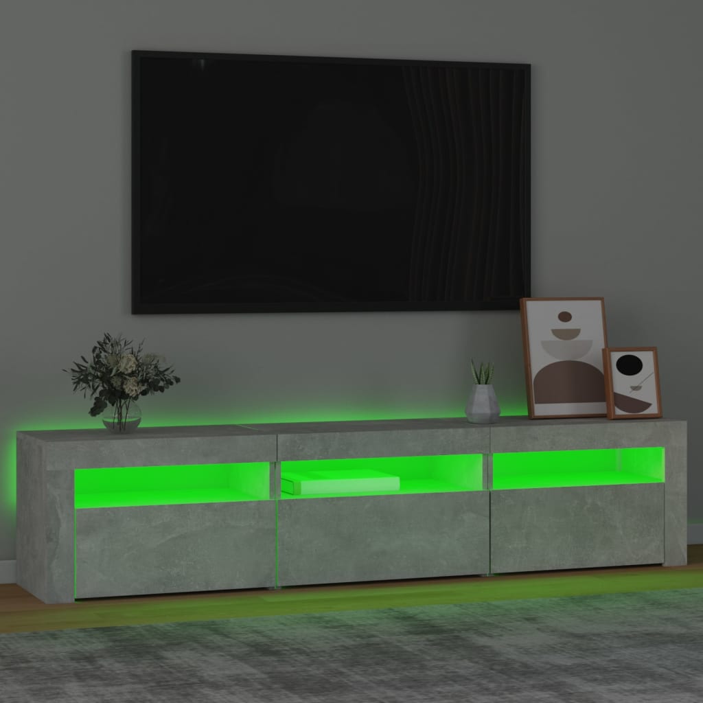 vidaXL Comodă TV cu lumini LED, gri beton, 180x35x40 cm vidaXL Comodă TV cu lumini LED, gri beton, 180x35x40 cm