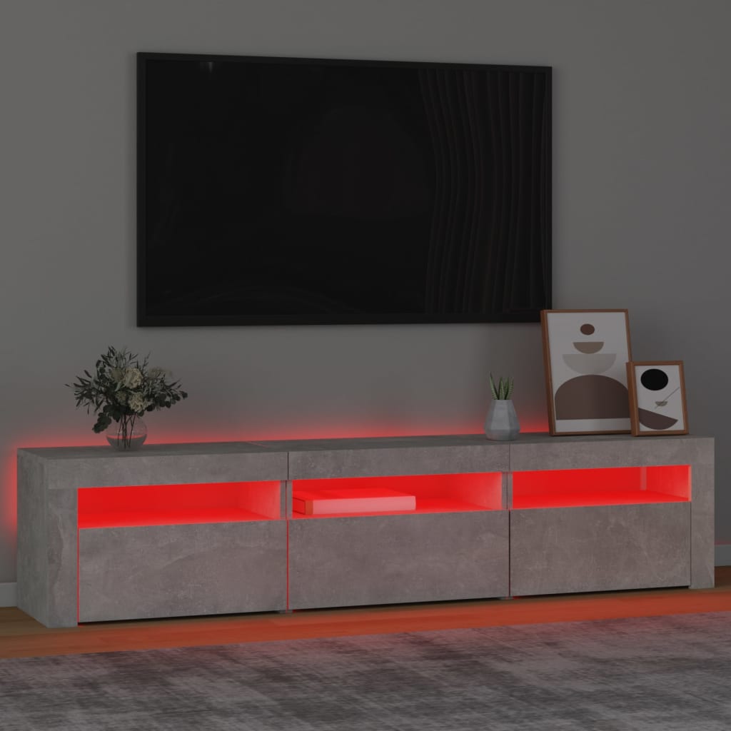 vidaXL Comodă TV cu lumini LED, gri beton, 180x35x40 cm vidaXL Comodă TV cu lumini LED, gri beton, 180x35x40 cm