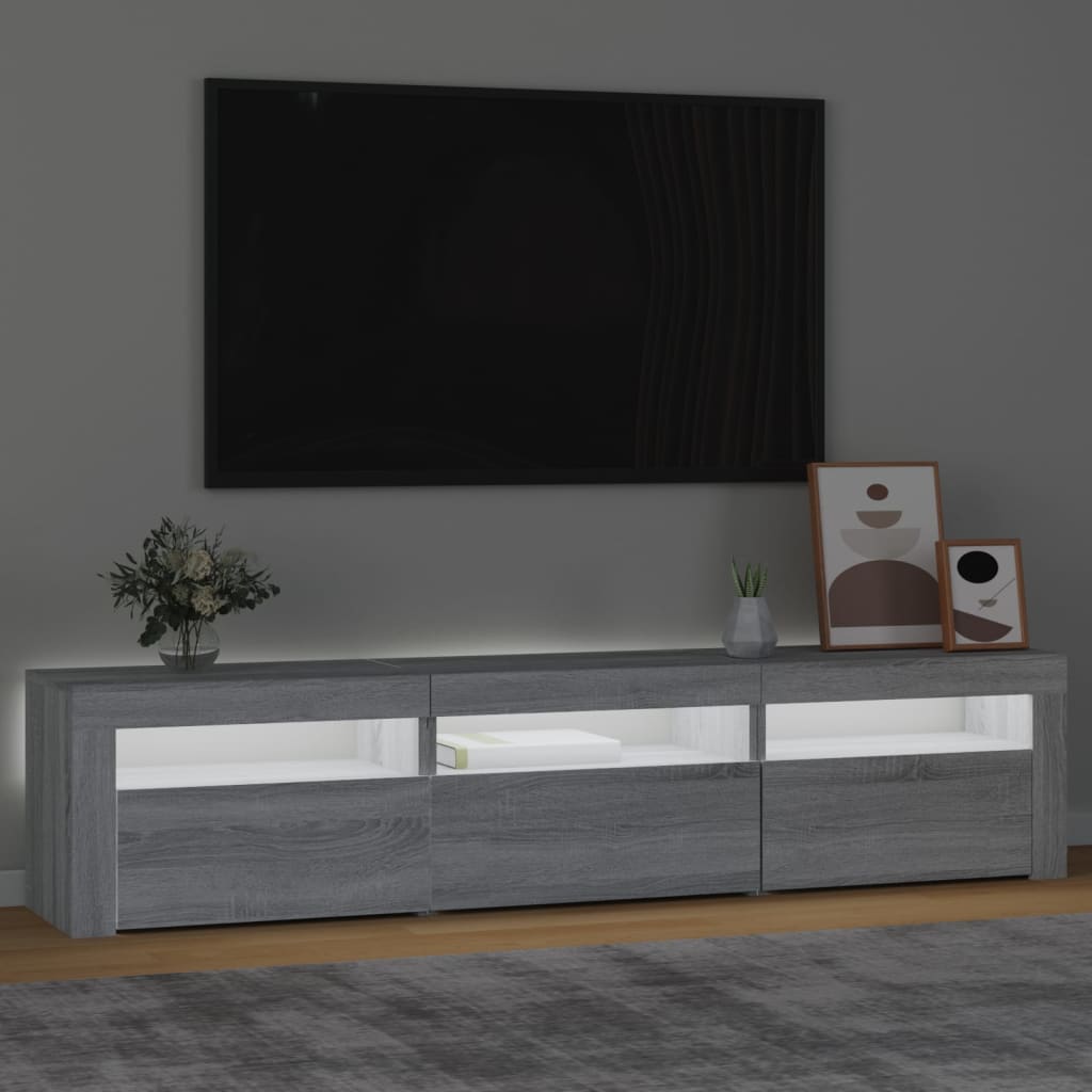 vidaXL Comodă TV cu lumini LED, gri sonoma, 180x35x40 cm vidaXL Comodă TV cu lumini LED, gri sonoma, 180x35x40 cm