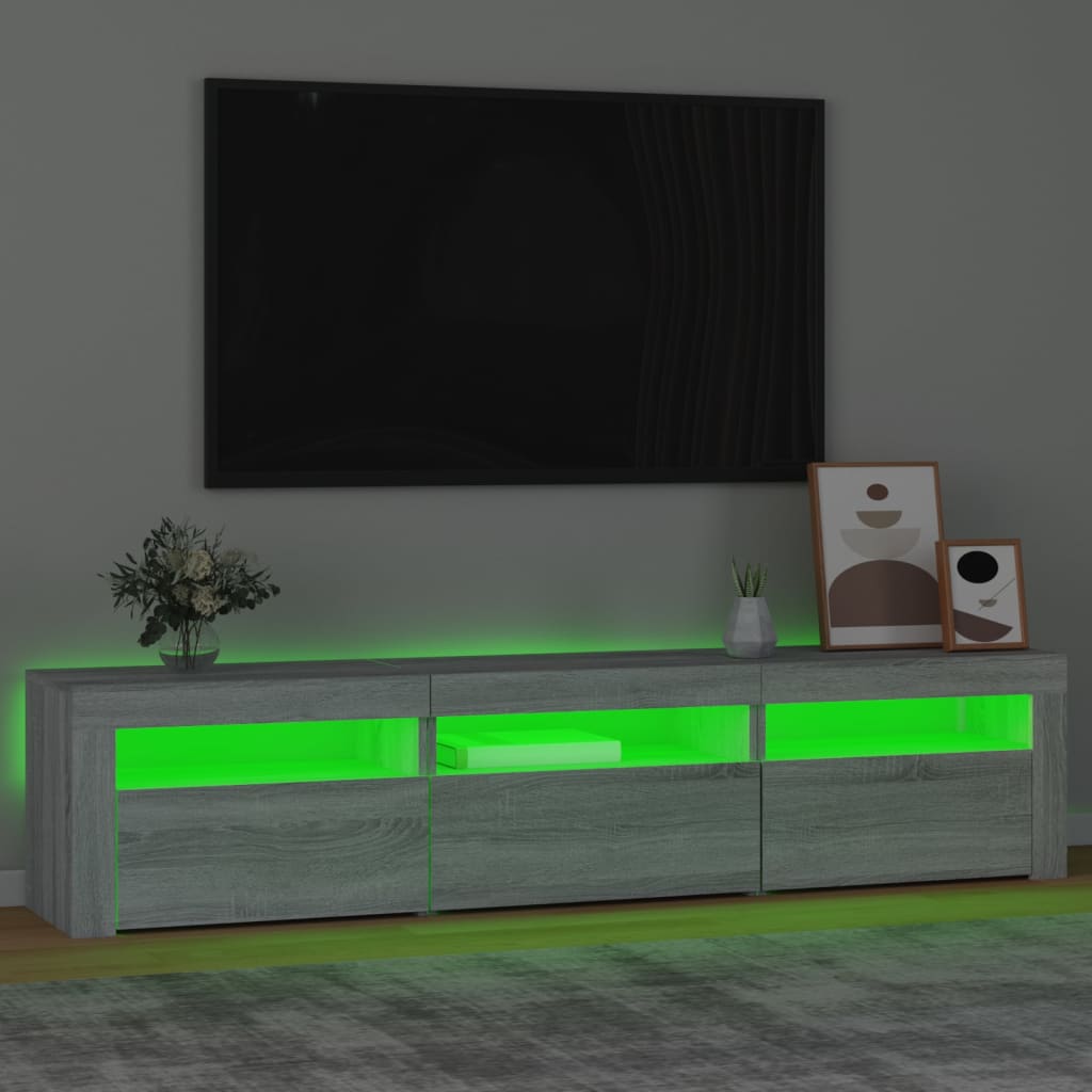 vidaXL Comodă TV cu lumini LED, gri sonoma, 180x35x40 cm vidaXL Comodă TV cu lumini LED, gri sonoma, 180x35x40 cm