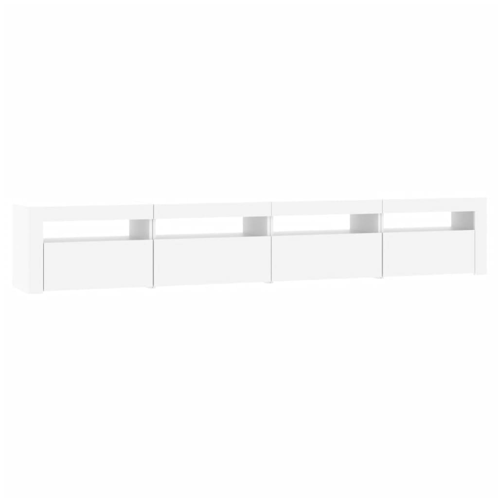 vidaXL Comodă TV cu lumini LED, alb, 240x35x40 cm