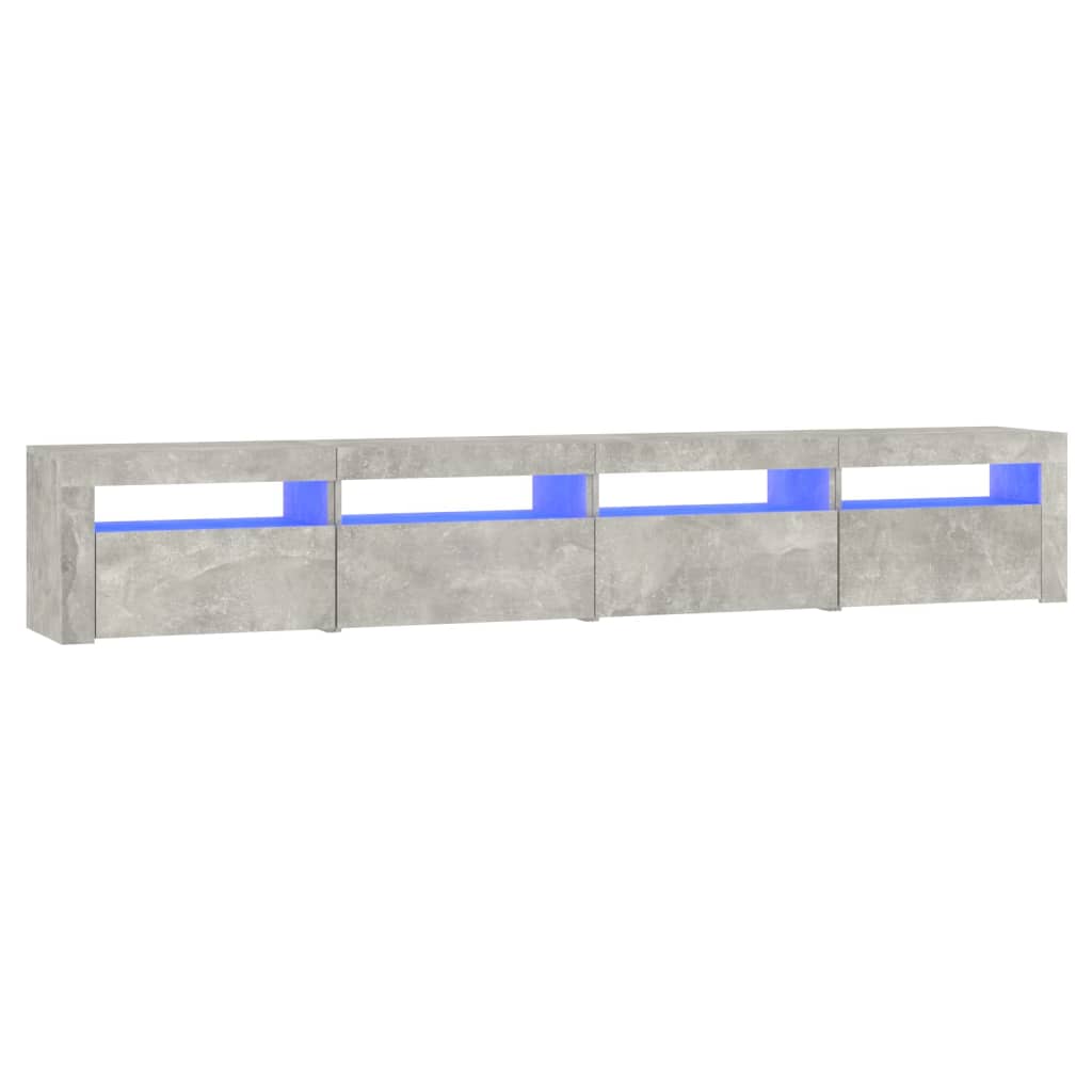 vidaXL Comodă TV cu lumini LED, gri beton, 240x35x40 cm vidaXL Comodă TV cu lumini LED, gri beton, 240x35x40 cm